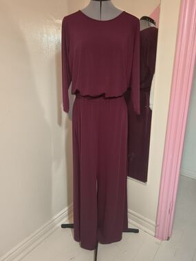 Joan Rivers Women's Burgundy Wide-Leg Jumpsuit